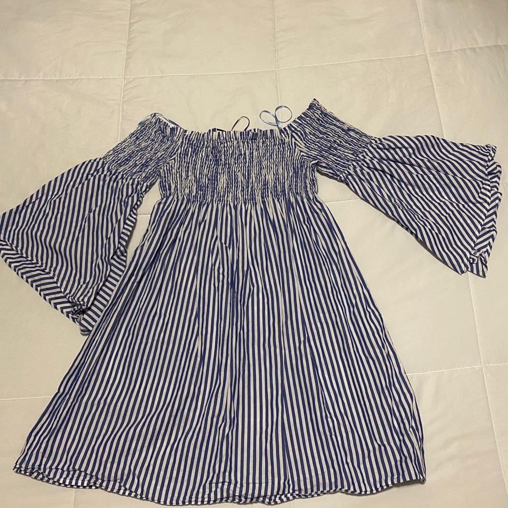 Zara blue white striped dress XS